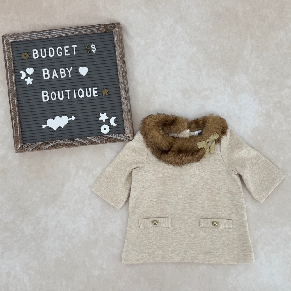 Janie and Jack Plum Pretty Faux Fur Collar Tunic